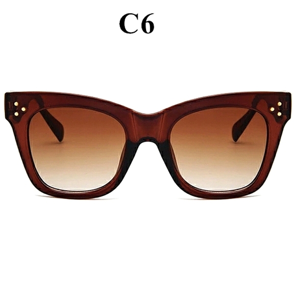 New Women's Oversized Amber Colored Cat Eye Sunglasses - Picture 6 of 6